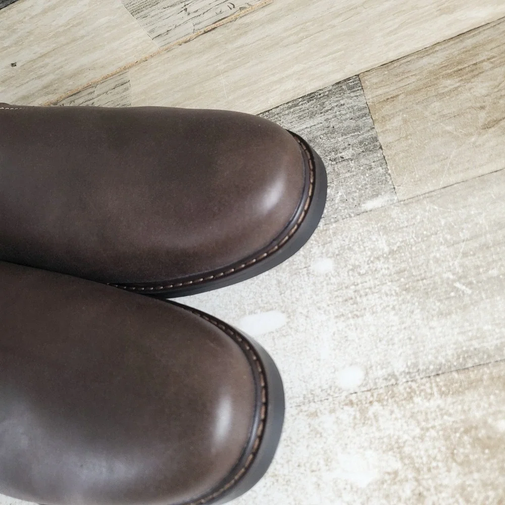 Nunn Bush Delton Mens Chelsea Boots Sz 11 W Brown Elastic Gore Slip On Plain Toe